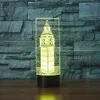 Big Ben 3D Desk Lamp present Akryl Night Light LED Belysning Möbler Dekorativ färgglad 7 Färgförändring Hushåll Hemtillbehör290Y