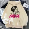 Nyaste nana anime hoodies svart sten grafisk tryckt huva tröjor unisex haruku sport pullover hip hop lös streetwear