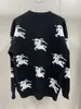 b Family's Temperament Warhorse Pattern Printed V-neck Antique Style Knitted Cardigan