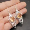 Dangle Ohrringe Hermosa facettierte sonnige Honigtopaz Silber für Frauen Mode Schmuck 2 1/4 Zoll ME042