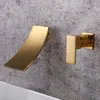 Bathroom Sink Faucets Basin Faucet Gold In-Wall Black Waterfall And Cold Tap Mixer Set