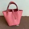 18CM bucket TOTES Luxury HANDBAG Designers purse handmade quality stitching with wax line togo leather pink ect many colors wholesale price fast delivery