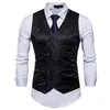 Men's Vests Male Vest Mens Waistcoat Formal Tops French Style Sleeveless Suit V-neck Button Casual Commuter Decorative Pattern