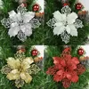 Decoratieve bloemen 5 stks kerst holle polyester bloemhoofden accessoires met clip tree decora jaar feest bloemendecor