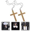 Collane a ciondolo 2 pcs collana a croce sacerdote nun costumi accessori costumi