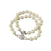 Designer viviene Westwoods Viviennewestwood Classic Diamond Planet Pearl Bracelet Vivienne Empress Dowager Xi Double Layered Pearl Saturn Magnetic Buckle Brace