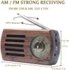 Connectors Portable Pocket Am Fm Radio Retro Walnut Wood Battery Operated with 3.5mm Headphone Jack for Walking Jogging Gym Camping