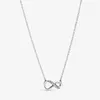 Pendant Necklaces Wholesale Classic 925 Sterling Silver Sparkling Infinity Collier Necklace For Women Non-allergic Jewelry