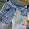 Jeans maschile supzoom nuovo arrivo vendita calda top moda con cerniera autunnale fly mochashed patchwork tasche di denim tasche di jeans cotone jeans j1222