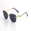 Солнцезащитные очки без оправы для мужчин Градиент негабаритный прозрачный линзу металлический