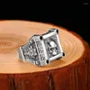 Anelli di cluster Zabra Dimensioni regolabili 925 Sterling Silver Skull for Men Zircon Ring Puck Puck Rock Biker Gioielli