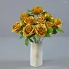 Decorative Flowers Bouquet Rose Gold Flower Artificial Romance Anniversary Decoration Silk Fake