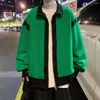 Men's Jackets Men Autumn Winter Coat Colorblock Stand Collar Slant Striped Zipper Closure Cardigan Long Sleeve Loose Mid Length Jacket