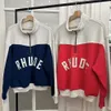 Rhude Hoodie Designer Fashion Man Mens Sweatshirts High Street Rhude Half Zipper Brodery Design Splice Loose Standing Neck Pull Casual Pullover