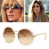 Neue Vintage Mode Women Brand Designer Fahrrad Sonnenbrille Elegant Big Round Draht Rahmen Sonnenbrillen übergroße Brille190n