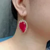 Knot Yygem 22x33mm Big Teardrop Red Quartz CZ Crystal Dangle Hook Earrings For Women Luxury Jewelry