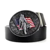 Belts Vintage Mens High Quality Black Faux Leather Belt With American Flag Western Country Cowboy Clip Metal Buckle For Men Jeans351j