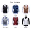 Men's Vests Male Vest Mens Waistcoat Formal Tops French Style Sleeveless Suit V-neck Button Casual Commuter Decorative Pattern