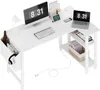 Lufeiya Wit L-vormige computerbureau met power outlet planken, 40 inch klein hoekbureau voor kleine ruimte thuiskantoor, L-vormige bureau-pc-bureaus, wit