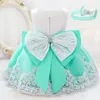 Infant White Pink First 1st Birthday Dress For Baby Girl Costume Big Bow Princess Baptism Girls Dresses Party Dress Child 231222