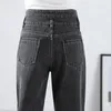 Jeans femminile in vita h addensati pantaloni allentati caldi dritti haren donne jean mini gonna abiti per