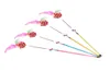 Cat Toy Cute Funny Cat Rod Colorful Teaser Wand Steel Wire Plastic Cats Interactive Stick Pet Toys Ball Cat levererar hela VT02308030