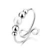 Cluster anneaux à la mode en cuivre anxiété anxiété annuelle femmes perles de métal perle rotatif rotatif agitable bague anti-stress anillo antesres