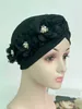 1 st blommor mode turban hatt hand-glued dubbelskikt blommor klibbig diamant utredande indisk hatt muslimsk trend unisex fyra säsong