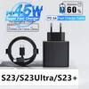 PD 45W Super Fast Charger For Samsung Galaxy S21 S22 S23 Ultra Plus S20 fe USB C Charger Type C Cable Fast Charging Accessories Wall Charger Eu US Power adapter 5A C-C Cable