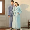 Men's Sleepwear Men's Winter Bathrobe Long Sleeve Warm Turn Down Collar Man Fluffy Bath Robe With Sashes Solid Fleece Dressing Gown For Male T231223