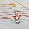 TiffanyNecklace Designer Women Original Quality Pendant Necklaces Sterling Silver Bean Necklace Female Rose Gold Bone Chain