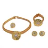 Earrings & Necklace Dubai Gold 24K Jewelry Sets For Women African Bridal Zircon Stone Gifts Party Ring Bracelet Set2513