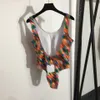 Lüks Kadın Tasarımcı Mayo Yüksek Kaliteli Renk V Mektup Baskılı Bikini Sling Tek Parçalı Mayo 23 Aralık