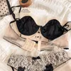 S M LフルレースシルクとサテンUltrathin Bralette Panties快適な女性ブラジャーセットセクシーなスリープウェアワイヤレスアンダーウェアボウ231222