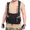 Jaktjackor Justerbar taktisk bröstrigg Bag Radio Harness Front Pack Pouch Holster Military Vest Midjefickan Nylon