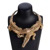 Punk Collar Necklace Vintage Choker Hippie Boho Bib Chunky Statement Necklaces Festival Gypsy Jewelry Full Rhinestone Crocodile Pe237c