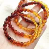 Brangle Perles d'ambre rouges naturels bracelettes Bracelet Amber jaune 7 mm Guérison Stretch Amber Bijoux aaaaa