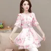 Blouses femininas Babanas românticas Camisas fofas 2024 Mulheres Summer Sanve Manga rosa