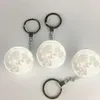 Night Lights Portable 3D Planet Keyring Moon Light Keychain Decoration Lamp Glass Ball Key Chain For Child Creative Gifts282o