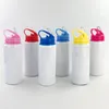 Wasserflaschen 8pcs Lot 20oz DIY Sublimation Child Sippy Cup mit Strohhalm Deckel 600 ml Flaschenbecher Edelstahl Becher für Trinken277a