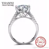 YHAMNI Pure Solid 925 Silver Rings Set Big 2 ct Diamond Engagement Ring Real Silver Wedding Rings for Women XJR039252R