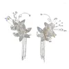 Dangle Earrings Bridal Tiara Crystal Beaded Earhooksスタイリッシュな気質フリンジウェディングヘアアクセサリー