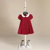 Fille robe gamin rouge Design design de poupée à manches courtes