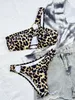 Kvinnors badkläder 2023 New Women's Bikinis Set Leopard Print Swimsuit 2 Pieces Suit Cut-Out badkläder Brasilianska baddräkter Trajes de Bao Mujer T231223