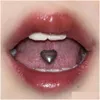 Labret Lip Piercing Schmuck, der Ihnen ein Hearttitan -Stahl stereoskopischer Liebe schickt 1.6 Zähne menschliche Körperzunge Nagel würziges Mädchen klein a dhfmj