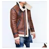 Mens jaquetas designers jaqueta de motociclista inverno quente comprimento curto casacos pretos com zíper marrom masculino de lazer Droga de roupas de vestuário externo Dhyhr