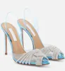 Sommer Sandal Luxus Design Frau sexy Sandalen Schuhe Gatsby Sling verschönerte PVC Slingback Pumps Hochzeitsfeier-Kleidungsschuhe 35-43 Super Aquazzura-