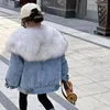 Down Coat 2023 Winter Children's Denim Parkas Nature Big For Fur Collar Design Thicker Warm Girls Jacket