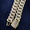 Europeiska och amerikanska hiphop 20mm Half Arc Ladder Square Cuban Halsband med personlig kopparinlagd zirkontillbehör