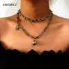 IngeSight Z 2Pcs Set Multi Layered Vintage Padlock Ball Pendant Necklace Punk Choker Necklaces Collar for Women Jewelry251F